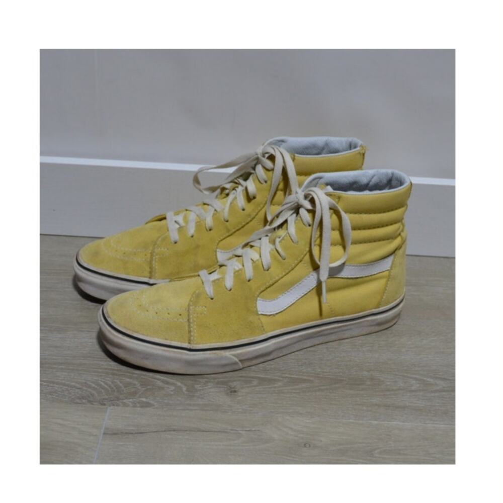 Vans SK8 Hi Reissue Unisex Yellow Suede Hi Top Sneaker Size M 9.5 W 11